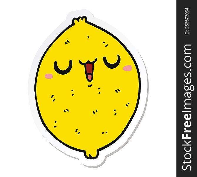 sticker of a cartoon happy lemon