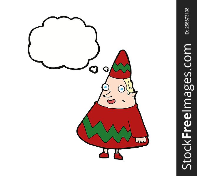 Cartoon Elf With Thought Bubble