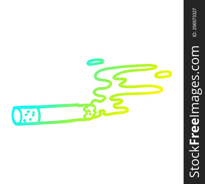 cold gradient line drawing of a cartoon cigarette