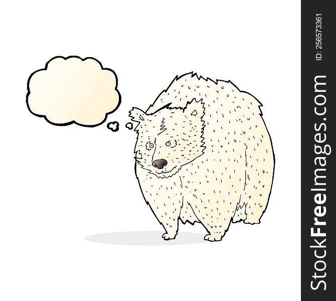 huge polar bear cartoon with thought bubble