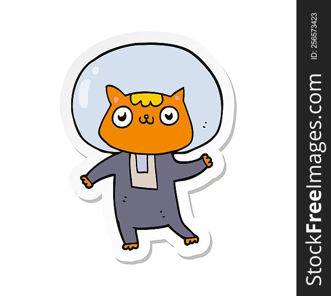 sticker of a cartoon space cat