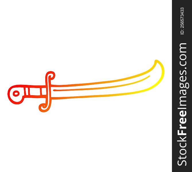 warm gradient line drawing of a cartoon jeweled sword