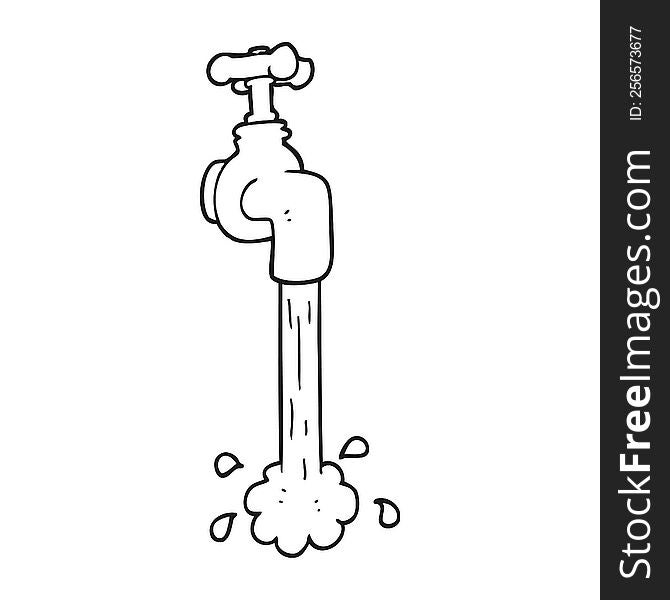 Black And White Cartoon Running Faucet