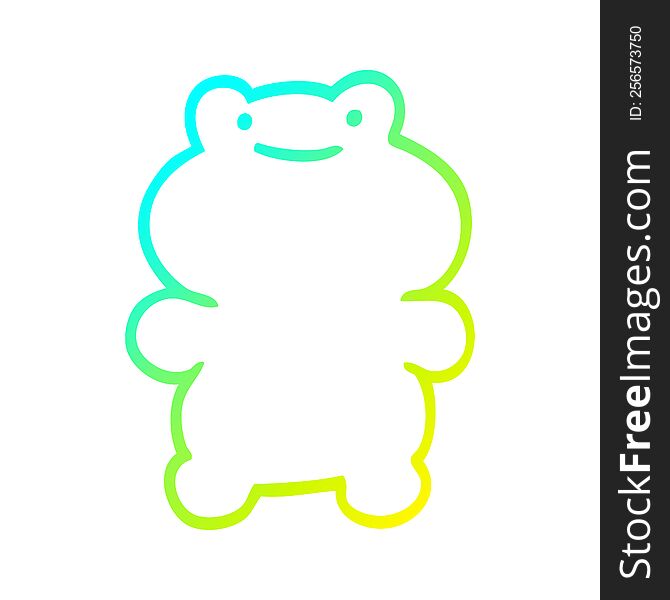 cold gradient line drawing funny cartoon frog