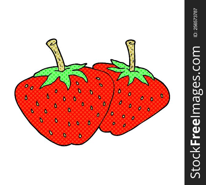 freehand drawn cartoon strawberries
