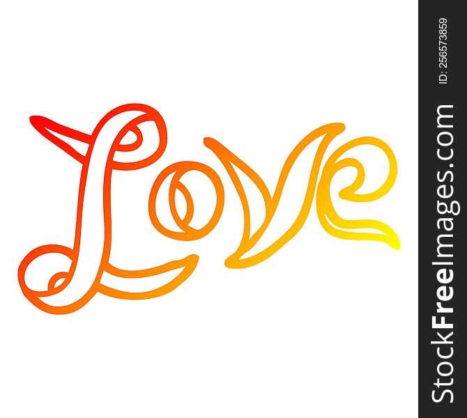 warm gradient line drawing of a cartoon love banner