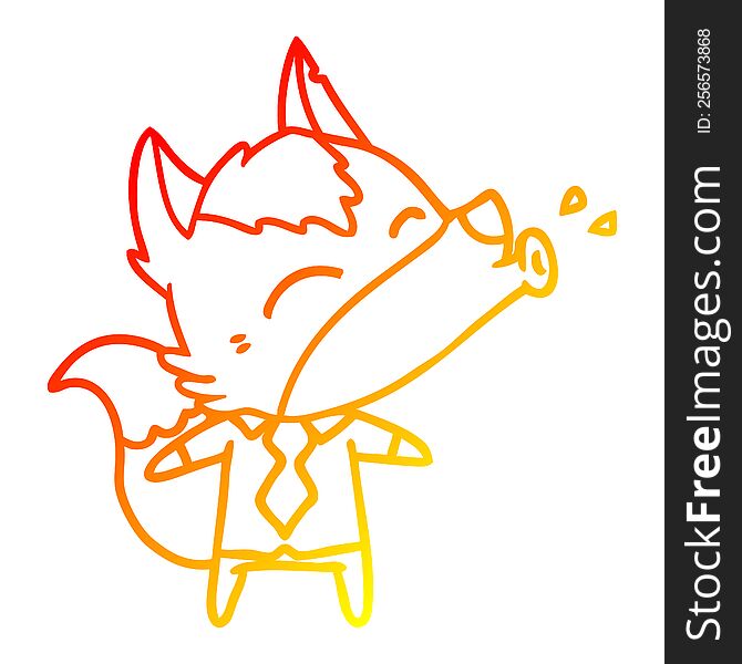 Warm Gradient Line Drawing Howling Wolf Boss Cartoon