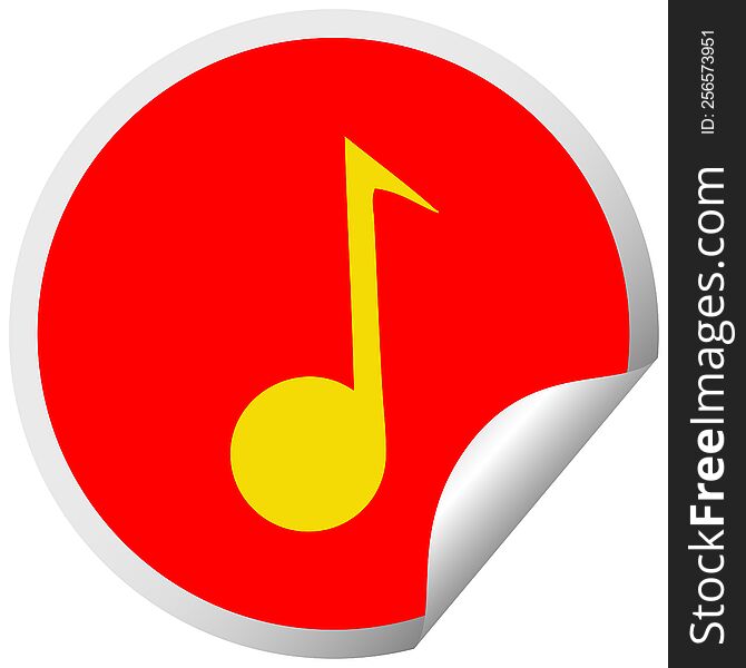 circular peeling sticker cartoon of a musical note