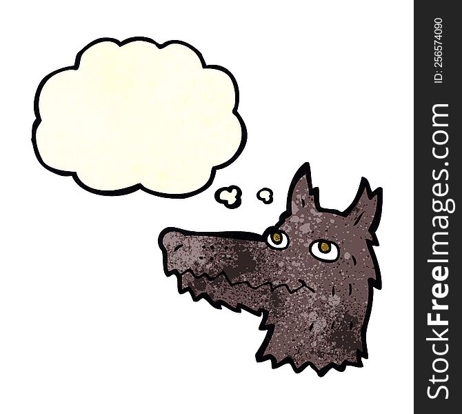 Cartoon Wolf Head With Thought Bubble