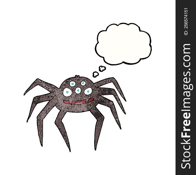 freehand drawn thought bubble textured cartoon spider