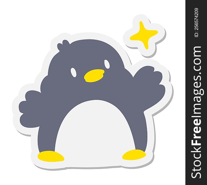 Cute Christmas Penguin With Star Sticker