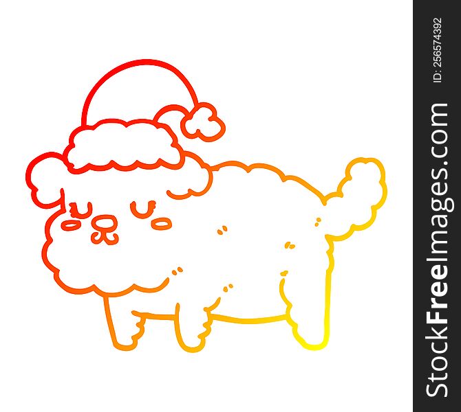warm gradient line drawing of a cute christmas dog