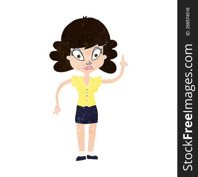 cartoon happy woman with idea