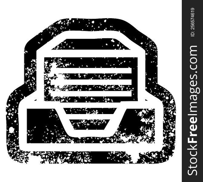 office paper stack distressed icon symbol