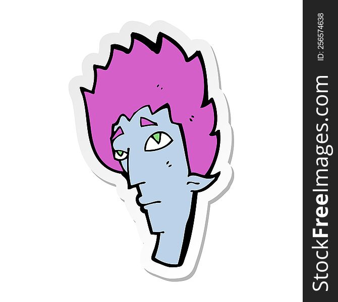 Sticker Of A Cartoon Vampire Head