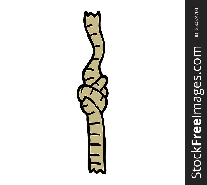 hand drawn doodle style cartoon knotted rope
