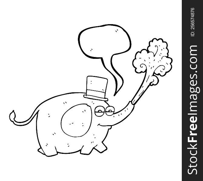 freehand drawn speech bubble cartoon elephant squirting water