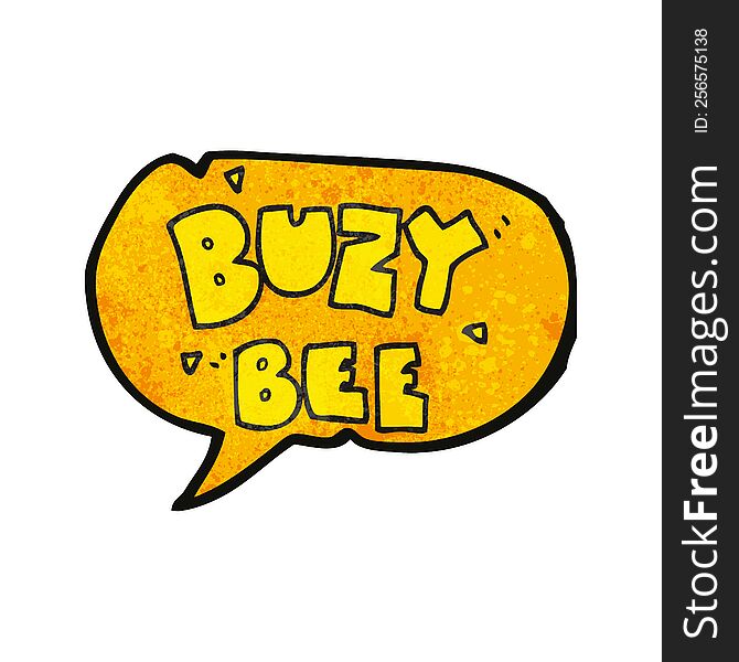 freehand speech bubble textured cartoon buzy bee text symbol