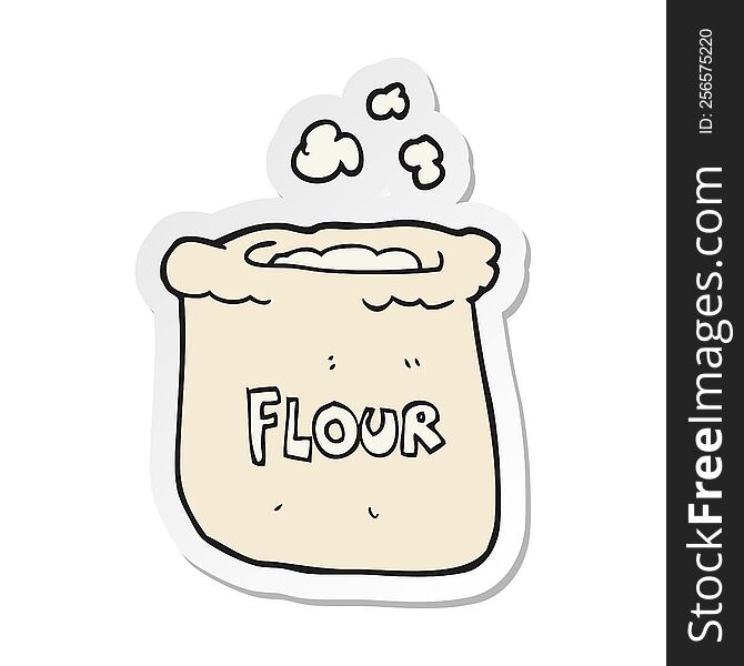 sticker of a cartoon bag of flour
