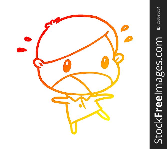 warm gradient line drawing of a cute shocked man