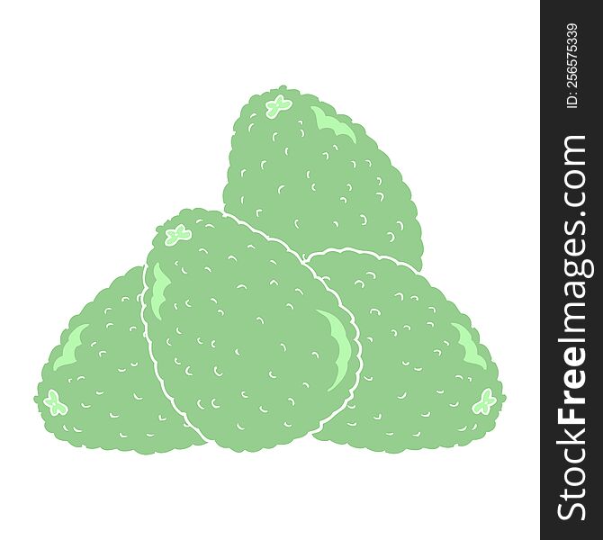 Flat Color Illustration Of A Cartoon Avocados