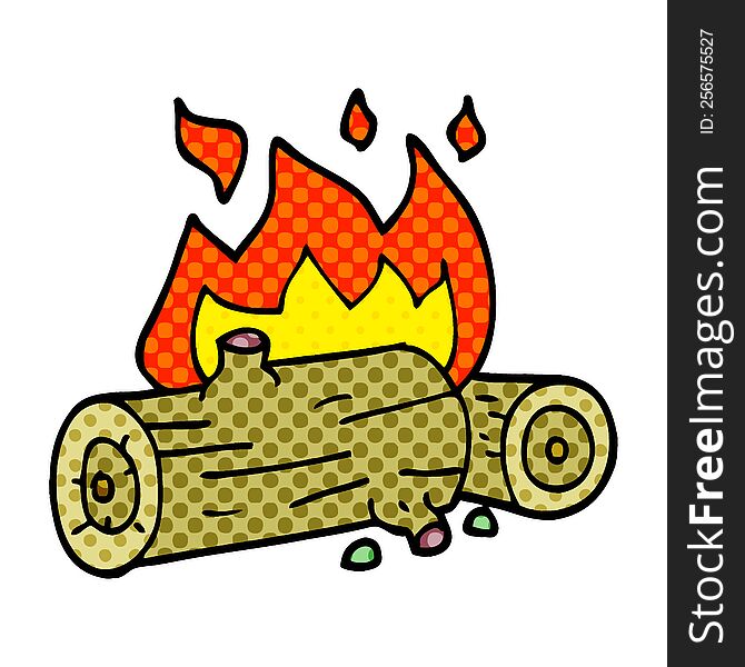 cartoon doodle burning logs