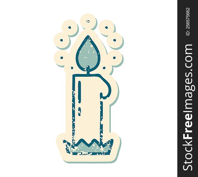 iconic distressed sticker tattoo style image of a candle. iconic distressed sticker tattoo style image of a candle