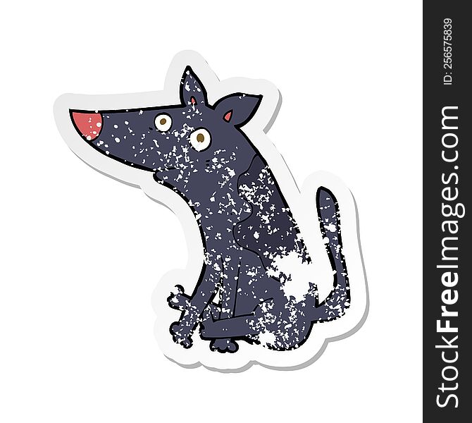 Retro Distressed Sticker Of A Cartoon Dog