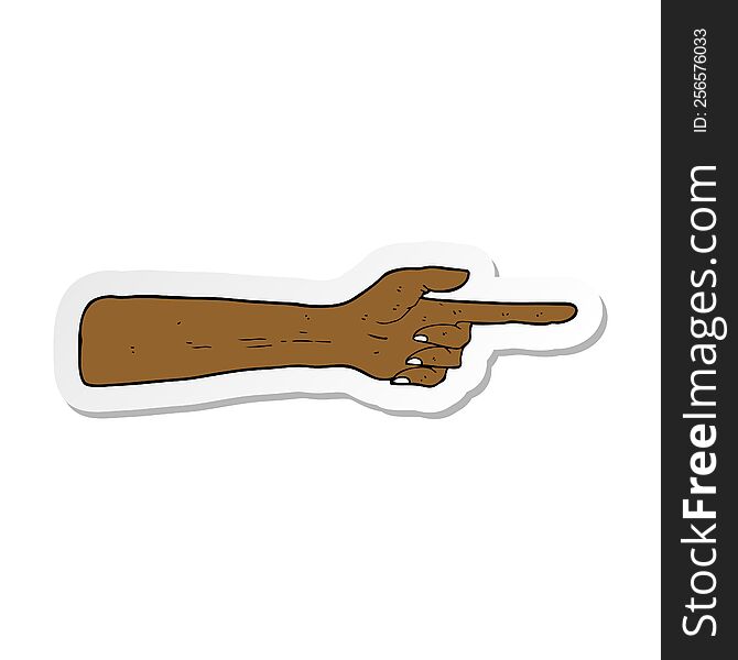 sticker of a pointing hand cartoon