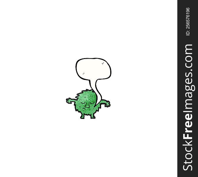 furry green creature with speech bubble