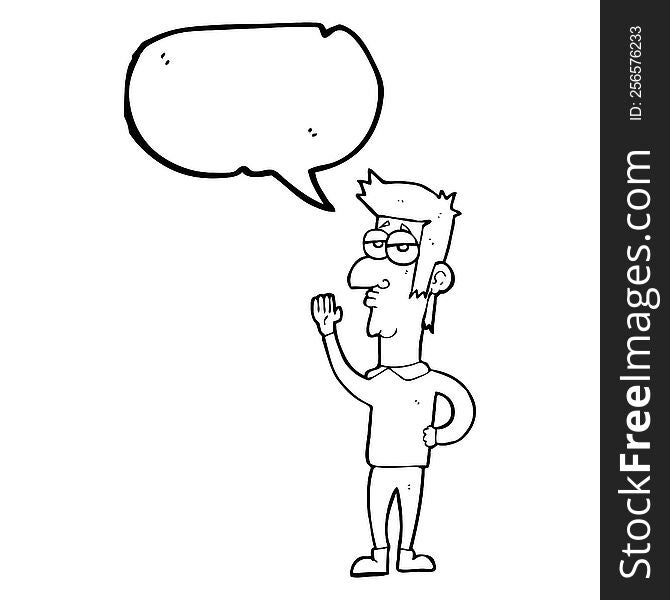 Speech Bubble Cartoon Man Waving
