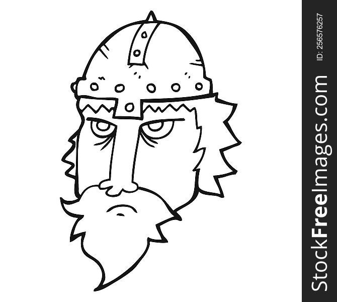 freehand drawn black and white cartoon viking warrior