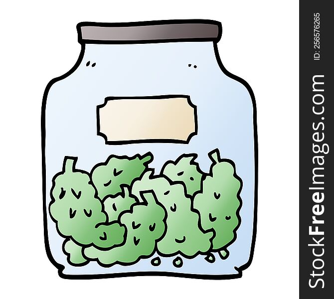 vector gradient illustration cartoon cannabis dispensary jar