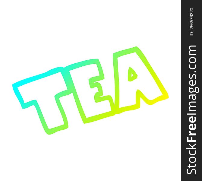 cold gradient line drawing of a cartoon word tea