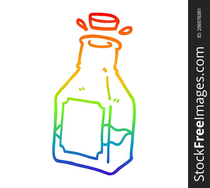rainbow gradient line drawing of a cartoon drink in decanter