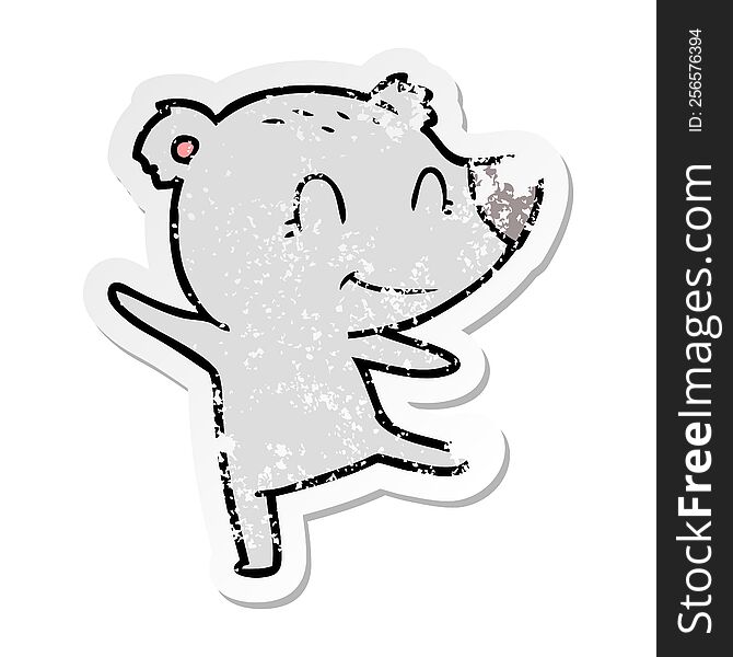 Distressed Sticker Of A Friendly Bear Dancing