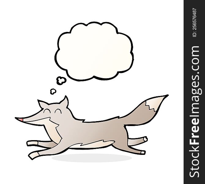 Cartoon Running Wolf With Thought Bubble