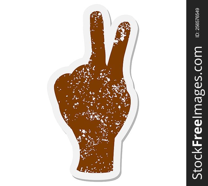 Hand Making Peace Sign Grunge Sticker