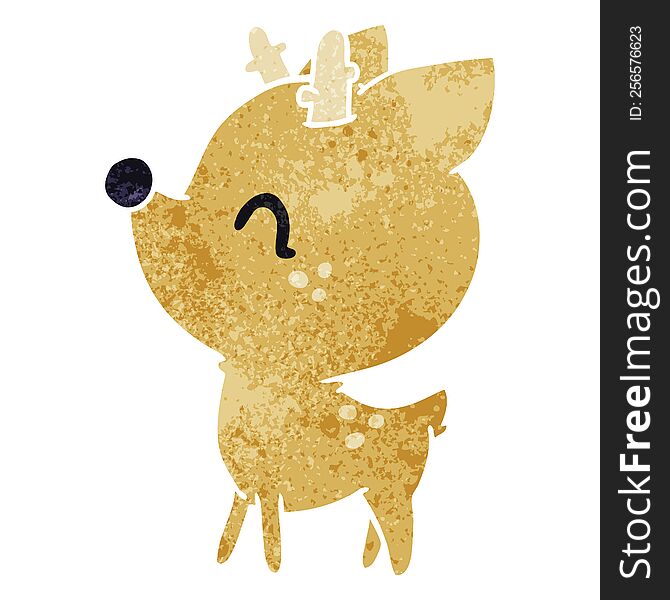 Retro Cartoon Of  Kawaii Cute Deer