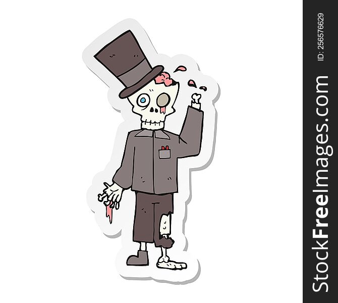 sticker of a cartoon posh zombie