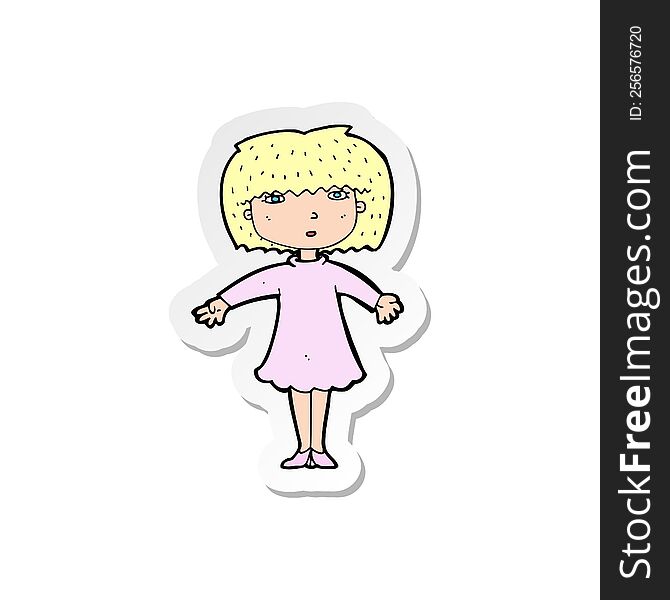 sticker of a cartoon surprised woman