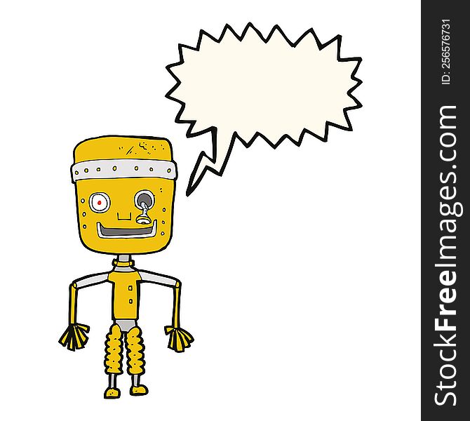 Cartoon Old Robot With Thought Bubble