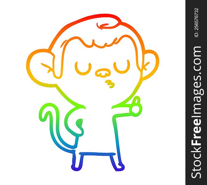 rainbow gradient line drawing cartoon calm monkey