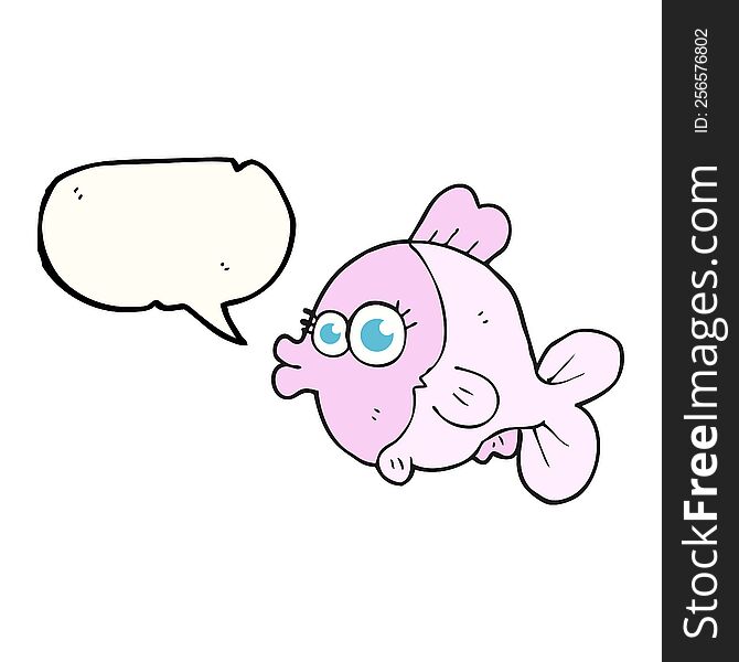 Funny Speech Bubble Cartoon Fish With Big Pretty Eyes