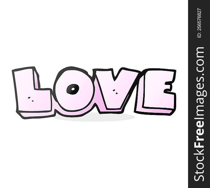 freehand drawn cartoon word love
