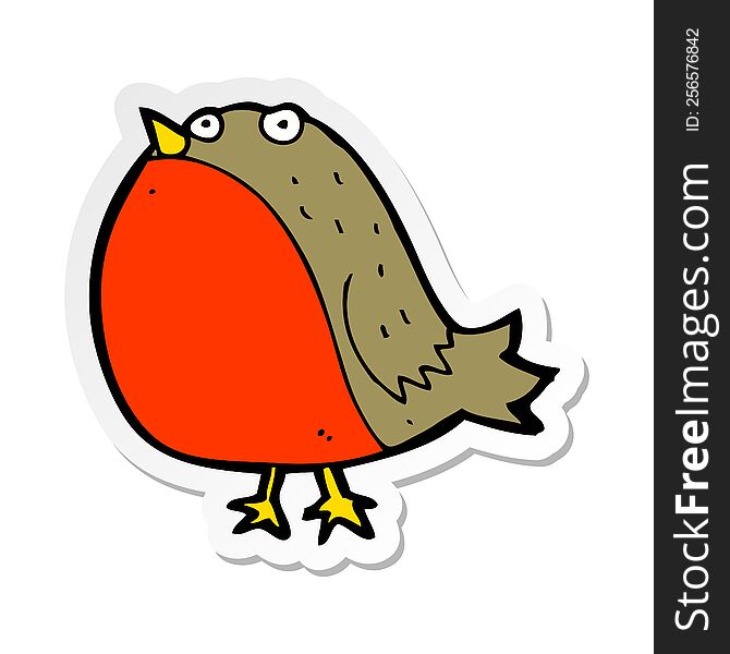 Sticker Of A Cartoon Robin