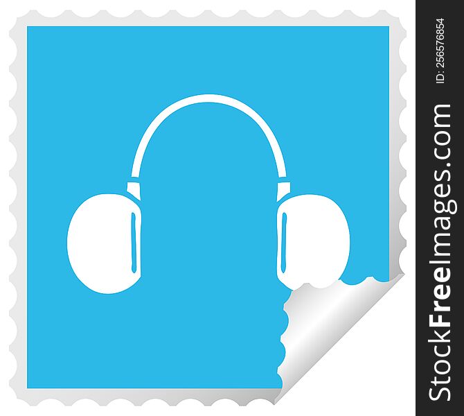 Square Peeling Sticker Cartoon Retro Headphone
