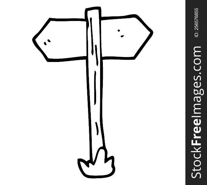 line drawing cartoon sign posts