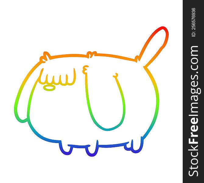 Rainbow Gradient Line Drawing Cute Funny Dog
