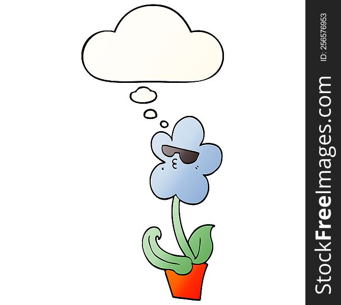 Cool Cartoon Flower And Thought Bubble In Smooth Gradient Style